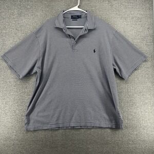 Polo Ralph Lauren Polo Shirt Men Size 2XB Blue Striped Short Sleeve Casual